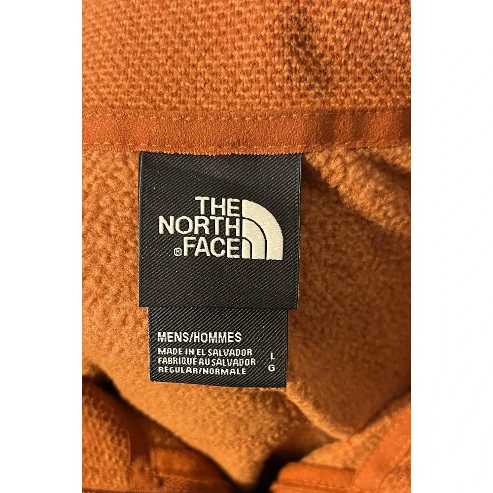 The North Face Pullover‎ Mens Large Orange Fleece 1/4 Zip Stand Collar Hiking